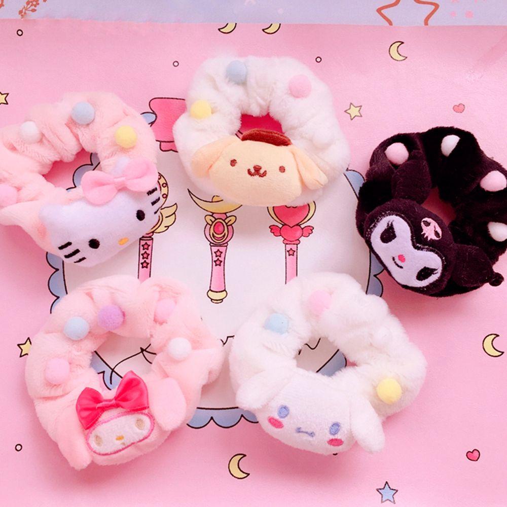 Dây Cột Tóc Scrunchies Bằng Vải Bông Họa Tiết Hoạt Hình Cinnamoroll Cho Nữ