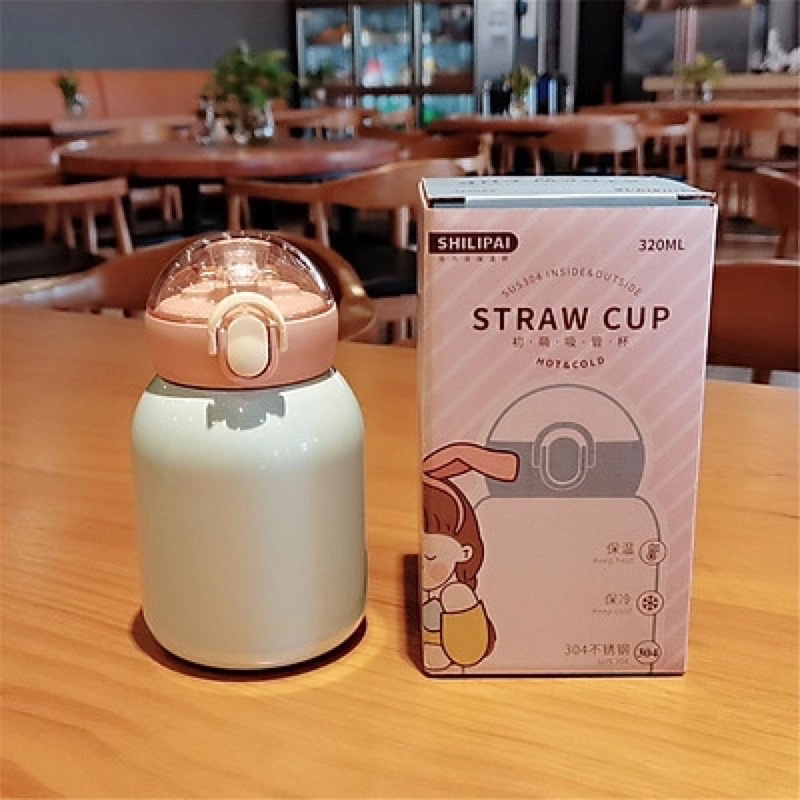 Bình nước giữ nhiệt inox 304 kèm sticker xinh xắn dung tích 350ml