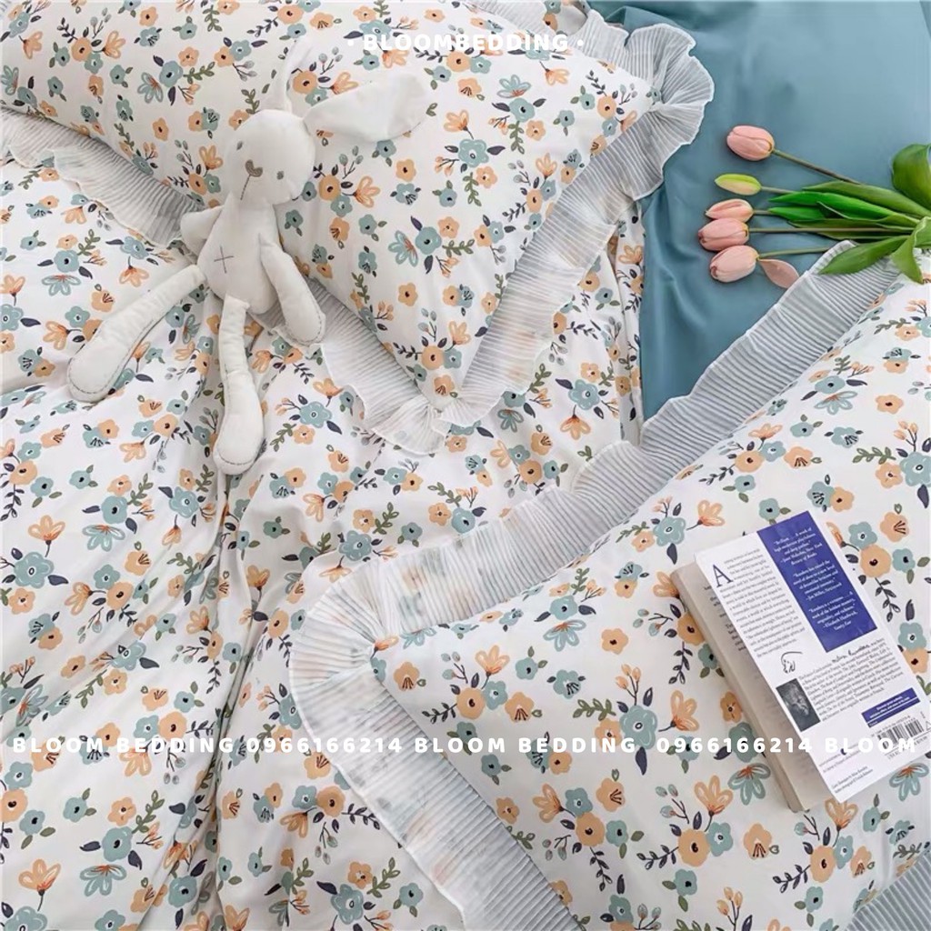 (16 mẫu) Set Chăn Ga Gối Cotton Bèo 4 món - Cotton Hàn mềm mịn mát