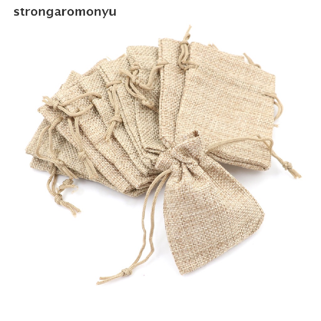 Set 10 túi dây rút bằng vải bố cỡ nhỏ dùng để đựng quà cưới