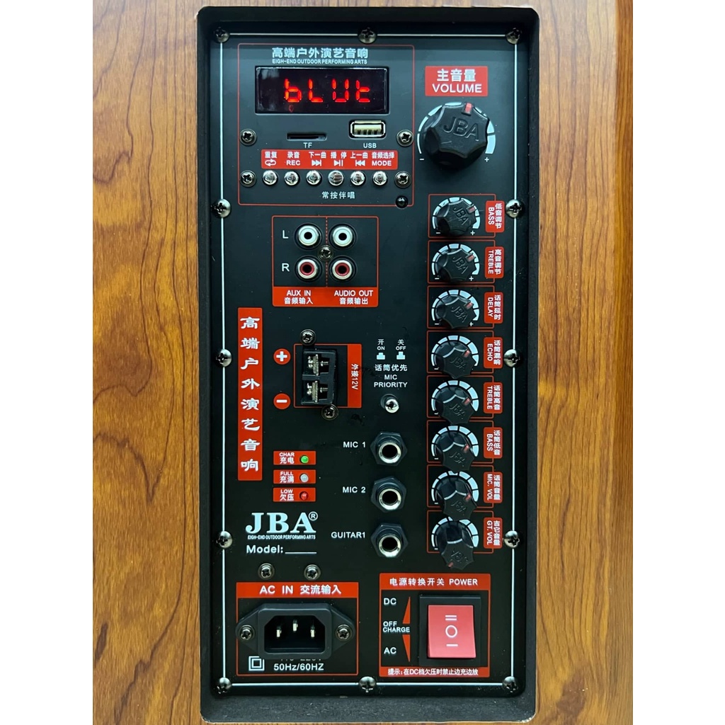 Loa kéo Karaoke Bluetooth JBA J-505B: Bass 40, Có 3 loa, Công suất 500W, Thùng gỗ chắc chắn, 2 Mic không dây vỏ kim loại