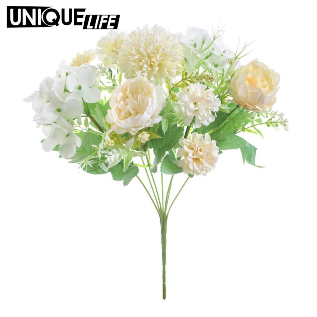 Bó Hoa Mẫu Đơn Giả 7 Bông Bằng Lụa Nhẹ Màu Hồng Nhạt