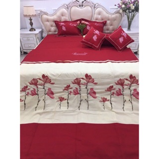 Bộ chăn ga gối phủ satin ( tặng 1 đôi ruột gối ép trị giá 150k)