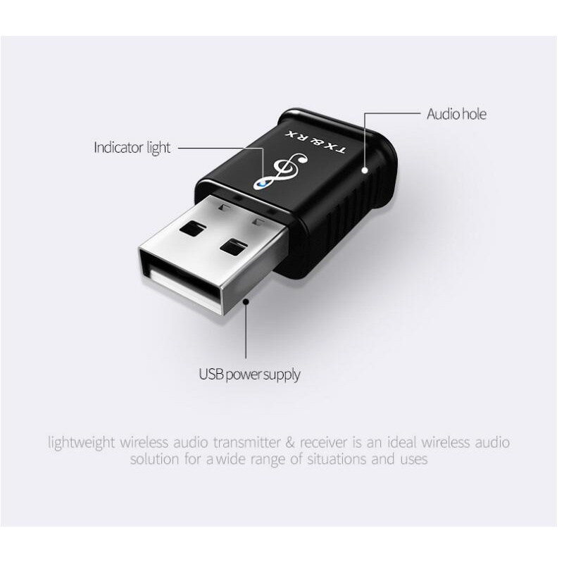 USB Bluetooth 2 trong 1 cho loa, amply, đầu đĩa