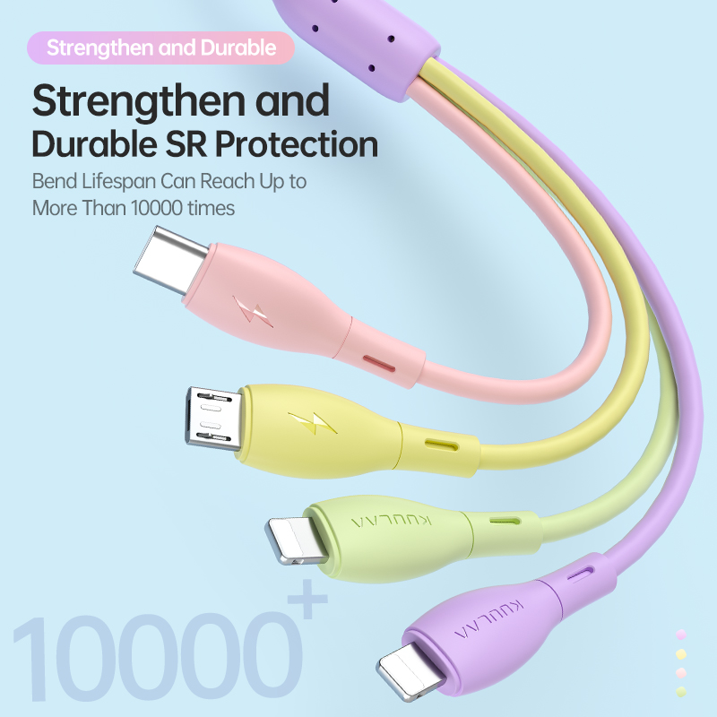 Cáp Sạc Nhanh KUULAA KL-X38 USB Type C Hỗ Trợ Truyền Dữ Liệu Thiết Kế 4 Trong 1 Cho Apple Android Làm Từ Silicon Lỏng