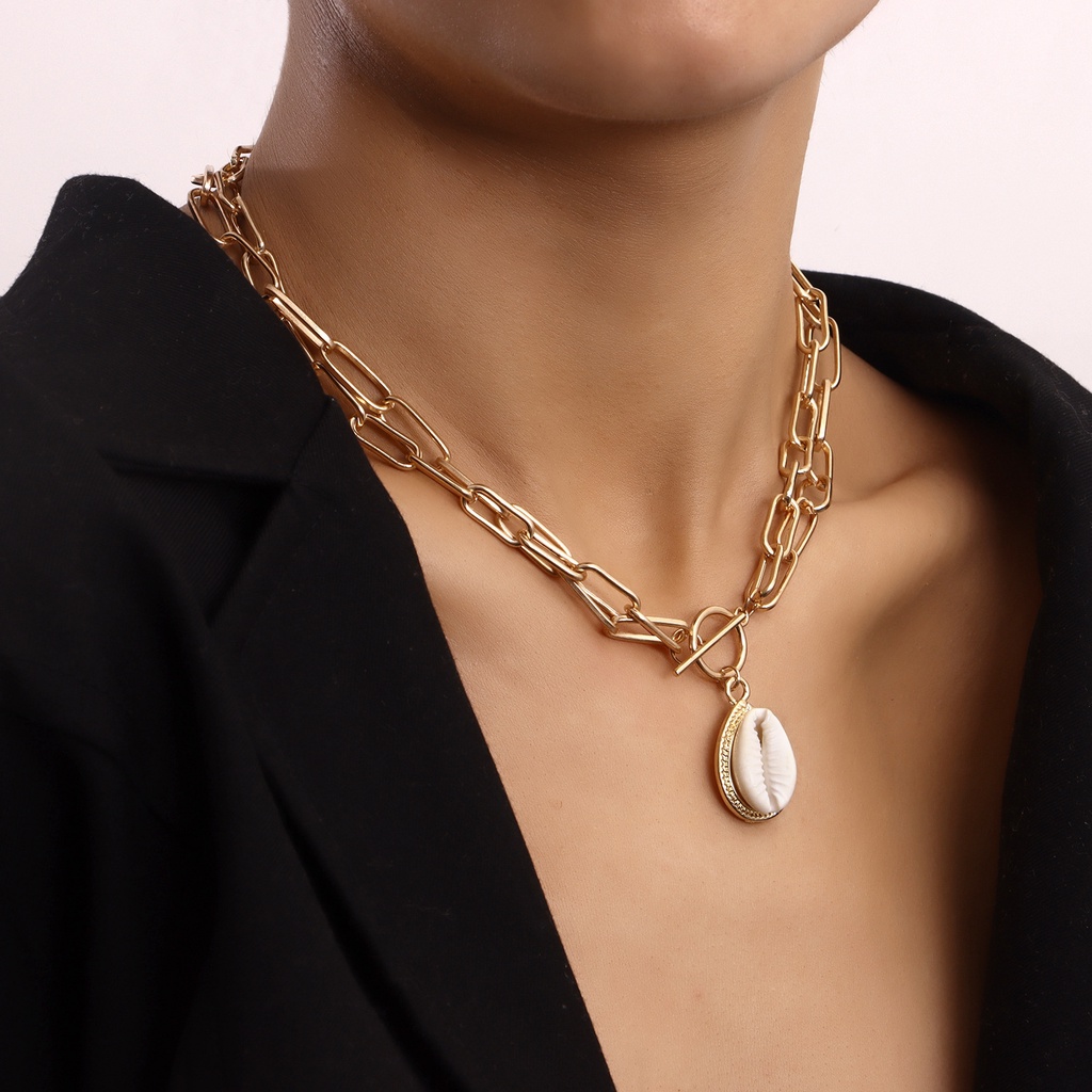 Vòng cổ Sợi Đôi Mặt Vỏ Sò Thời Trang Cá Tính Cho Nữ