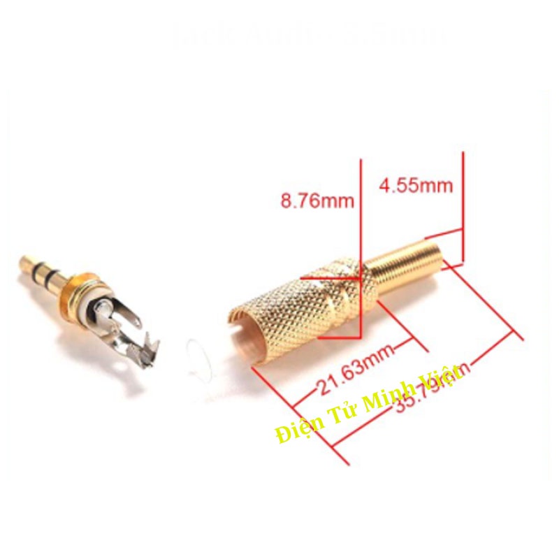 Jack Audio 3.5mm Kim Loại Màu Vàng Chân Hàn Jack Âm Thanh Chế Tai Nghe Loa Nghe Nhạc