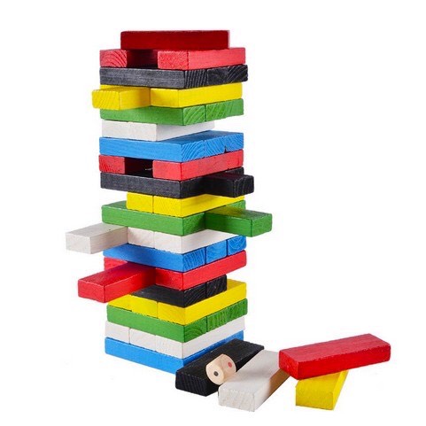 Bộ rút gỗ nhiều màu sắc 55PCS đồ chơi cho cả gia đình nhiều người, tăng tính gắn kết tình cảm, luyện khéo léo cho trẻ