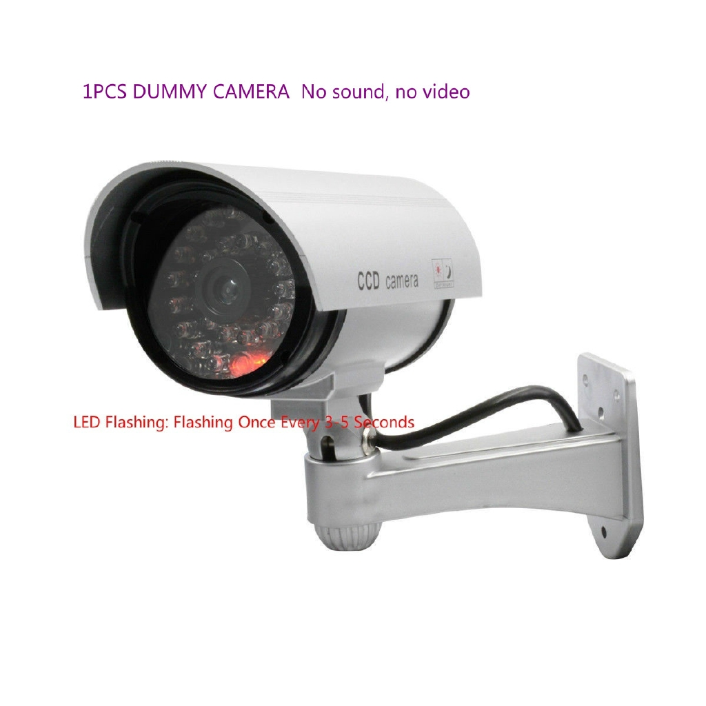 Camera An Ninh Giả Có Đèn LED Màu Bạc IP44