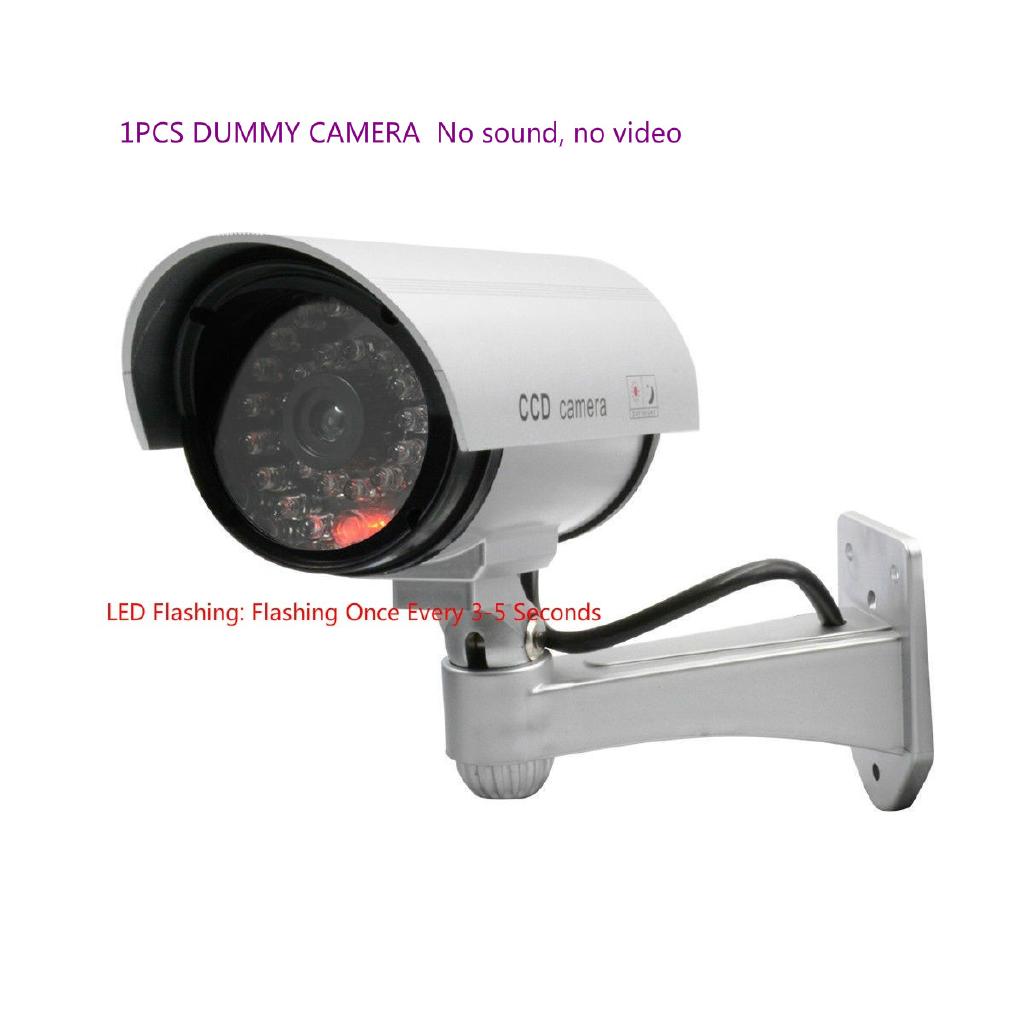 Camera quan sát ngoài trời giả Camera an ninh gia đình có đèn LED nhấp nháy bạc IP44