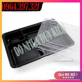 Sỉ 10 Khay Nhựa Đựng Cơm 4 Ngăn HT25 (kèm nắp) - NHẬT ANH