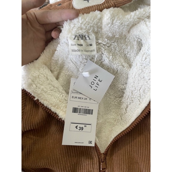 Áo khoác ngoài ấm mùa đông nhung tăm lót lông ấm ko rụng, chất dày dặn mềm mịn màu nâu tây sạch đẹp có mũ tai gấu xinh