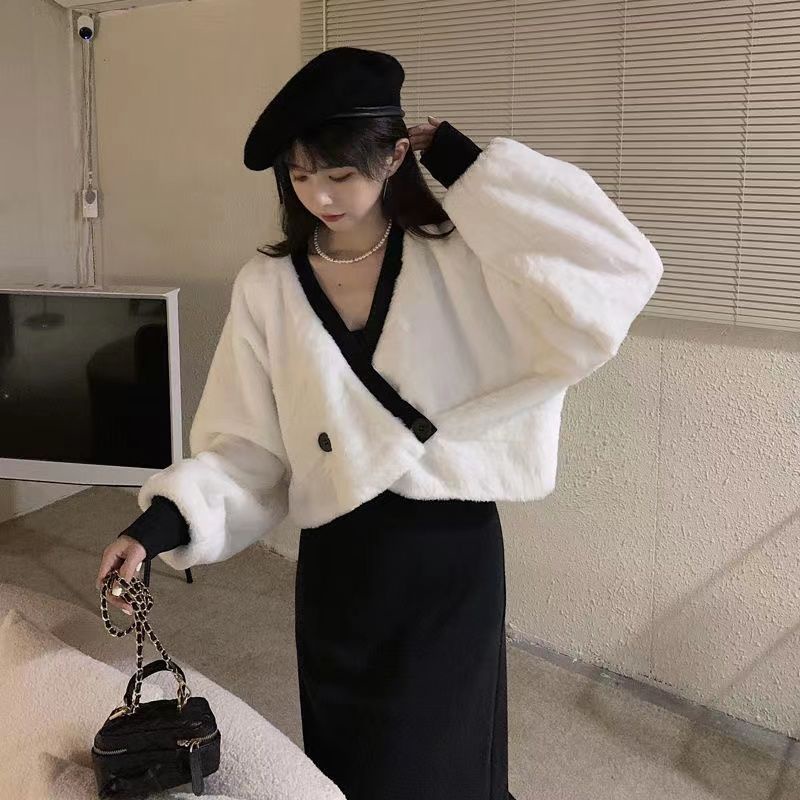 Áo Sweater Dệt Kim Lót Lông Cừu Dày Dặn Phong Cách Thời Trang Thu Đông Mới