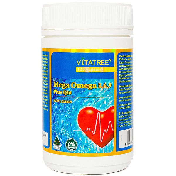 Vitatree Mega Omega 369 Plus Q10 ⚡Freeship⚡ Omega 369 Nhập Khẩu Úc Cung Cấp Acid Béo - Chống Oxy Hóa - Bảo Vệ Tim Mạch