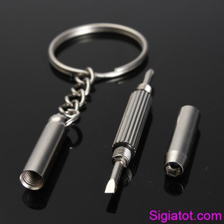 Tua vít mini 2 đầu kim móc khóa đa năng