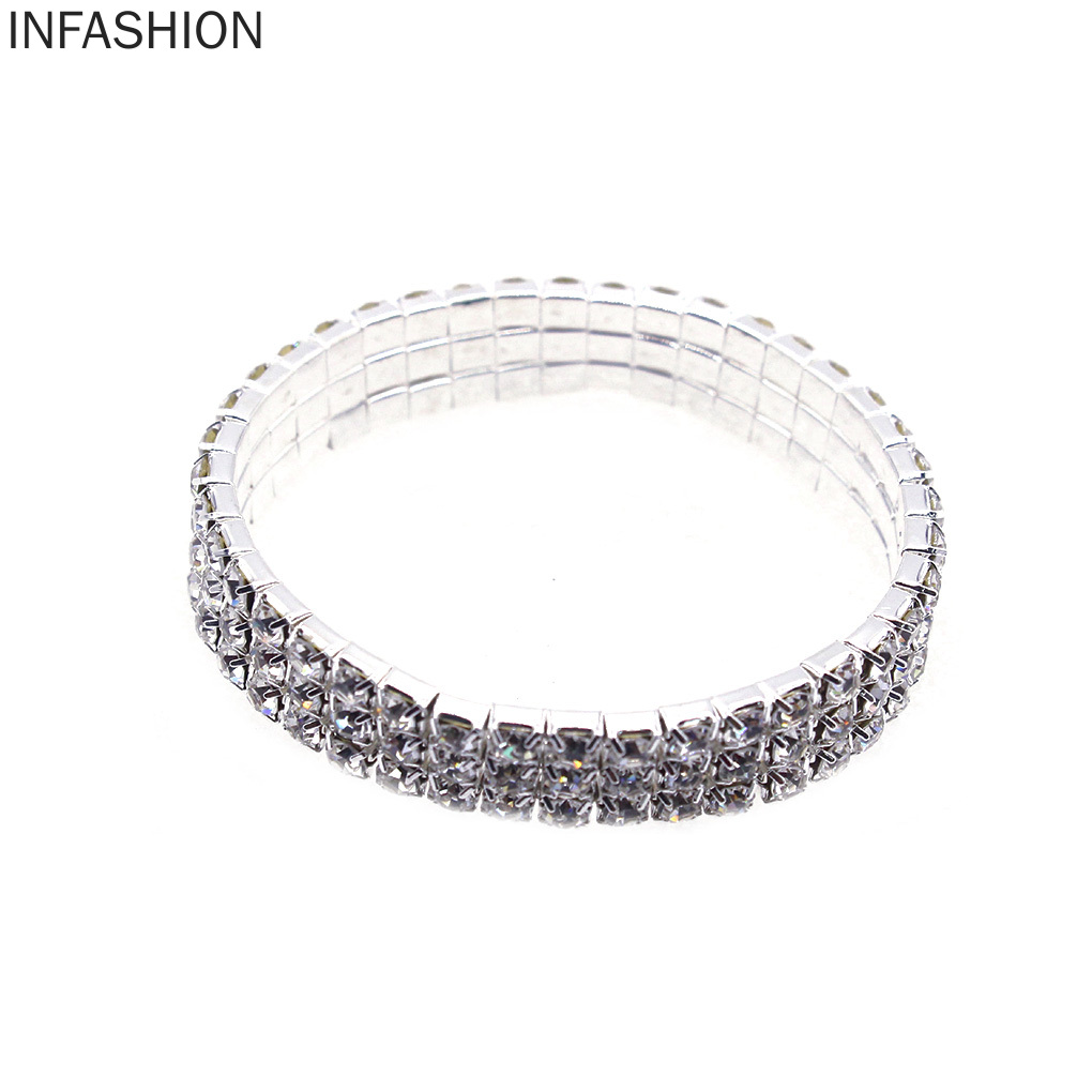 Vòng Tay Hợp Kim 3 Hàng Đính Đá Lấp Lánh