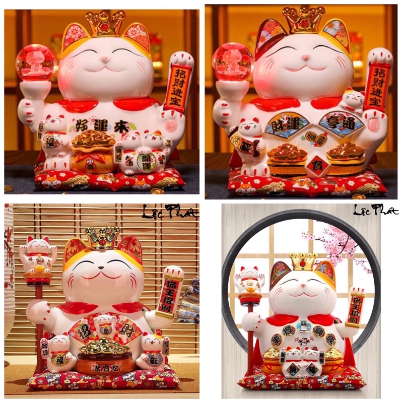 Mèo Thần Tài Vua Chúa Phát Sáng Vẫy Tay - Cao 25 - 28cm