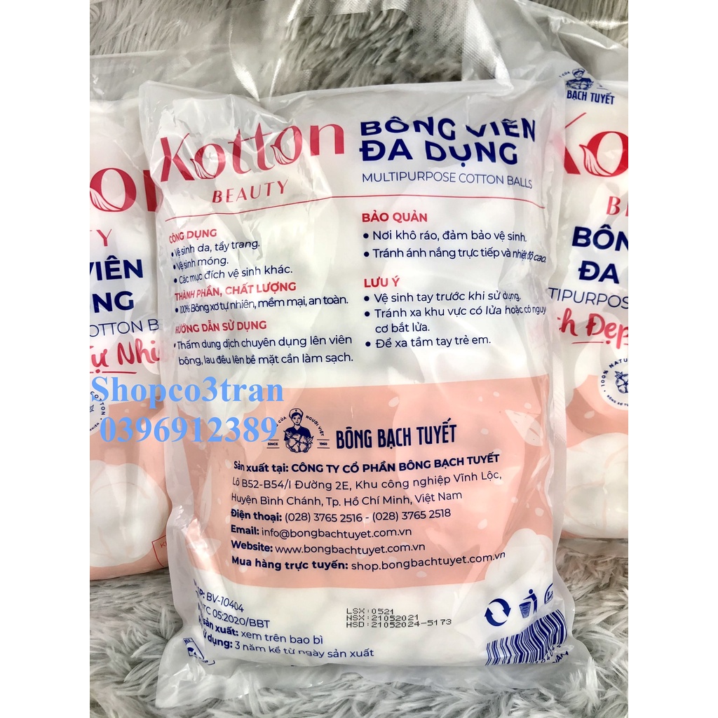 BÔNG VIÊN TIỆN DỤNG COTTON 80G/ GÓI KOTTON BEAUTY - BÔNG GÒN DẠNG VIÊN TIỆN DỤNG GÓI 80g CHÍNH HÃNG BÔNG BẠCH TUYẾT