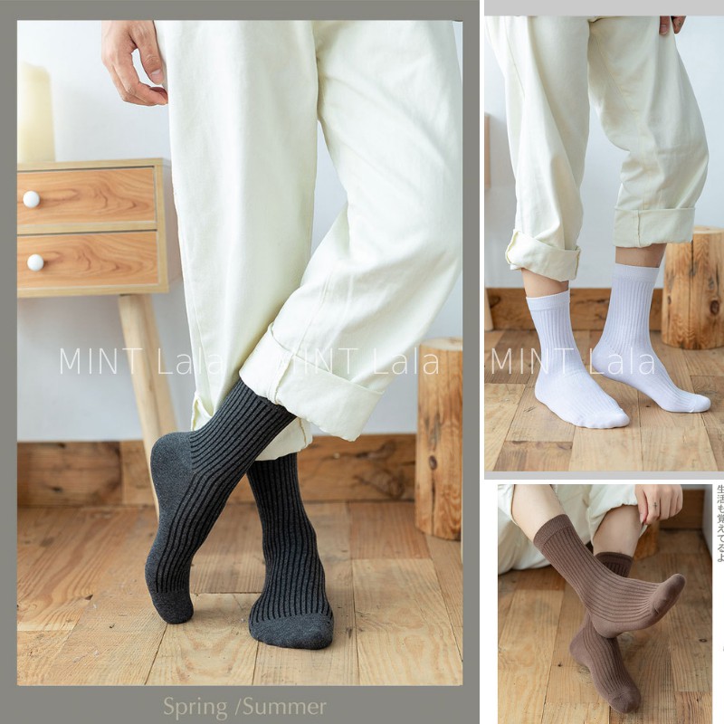 Vớ Nam Cổ Trung Cotton Màu Trơn Basic Được Chọn Màu