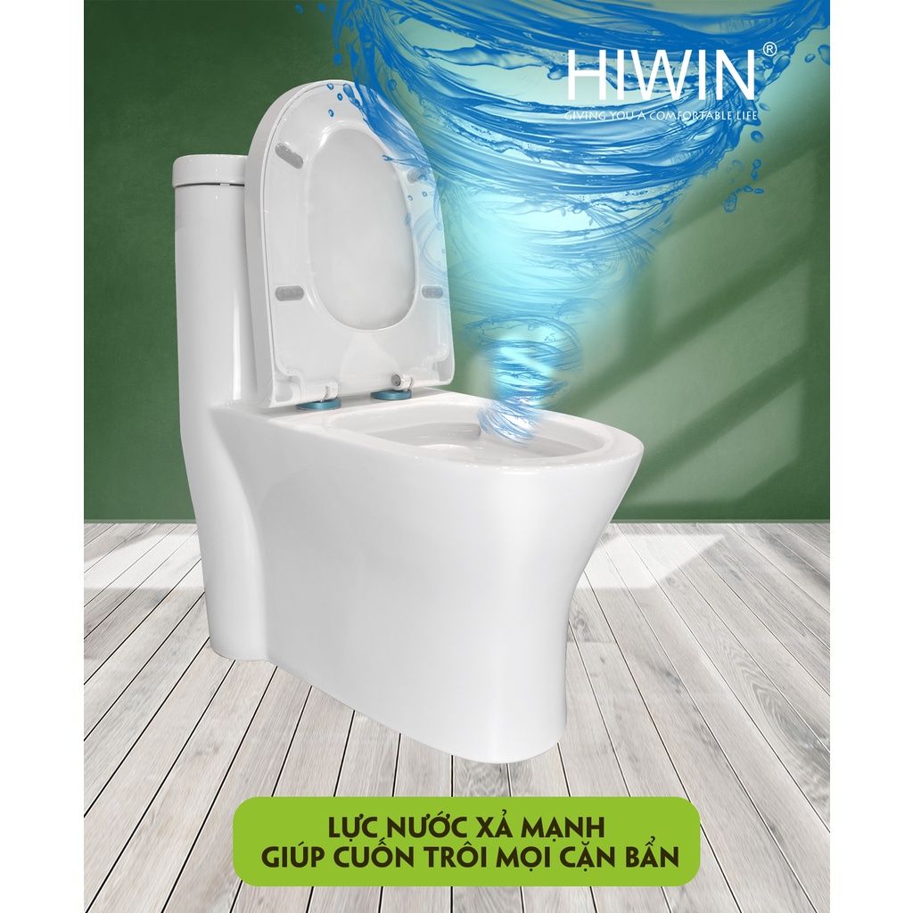 Bồn cầu sứ nguyên khối tráng men chống bám bẩn cao cấp HIWIN MT-2012