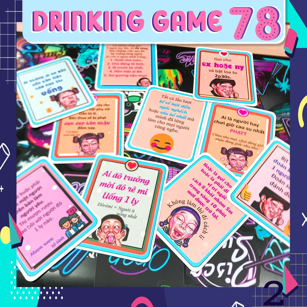Bộ bài 78 Lá Drinking Game, thử thách đi nhậu, Nốc out giúp khuấy động các buổi hội họp, tụ tập thêm chếnh choáng