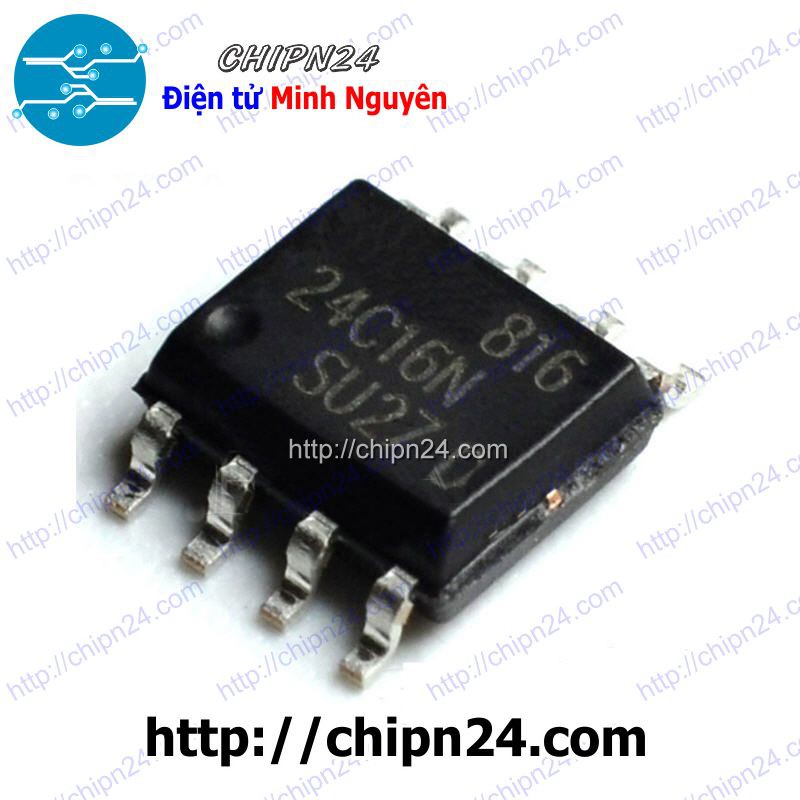 [2 CON] IC 24C16 SOP-8 (SMD Dán) (AT24C16 IC Nhớ EEPROM)