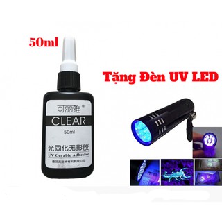 Keo uv dán kính, thép, mica trong suốt cao cấp keo sệt và nhanh khô bysun bb010 30ml tặng đèn uv