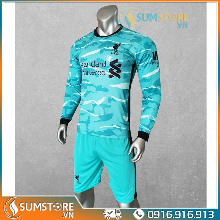 Áo bóng đá dài tay CLB Liverpool Xanh ngọc Dài Tay - Đồ đá banh 2020