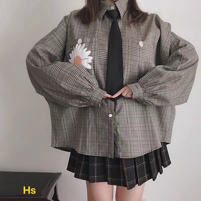 Áo sơ mi caro hoa cúc giá rẻ