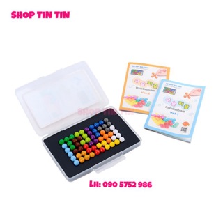 Đồ chơi đố trí viên bi IQ Puzzlia Beads puzzle 6x10 (mới, 3 quyển sách)