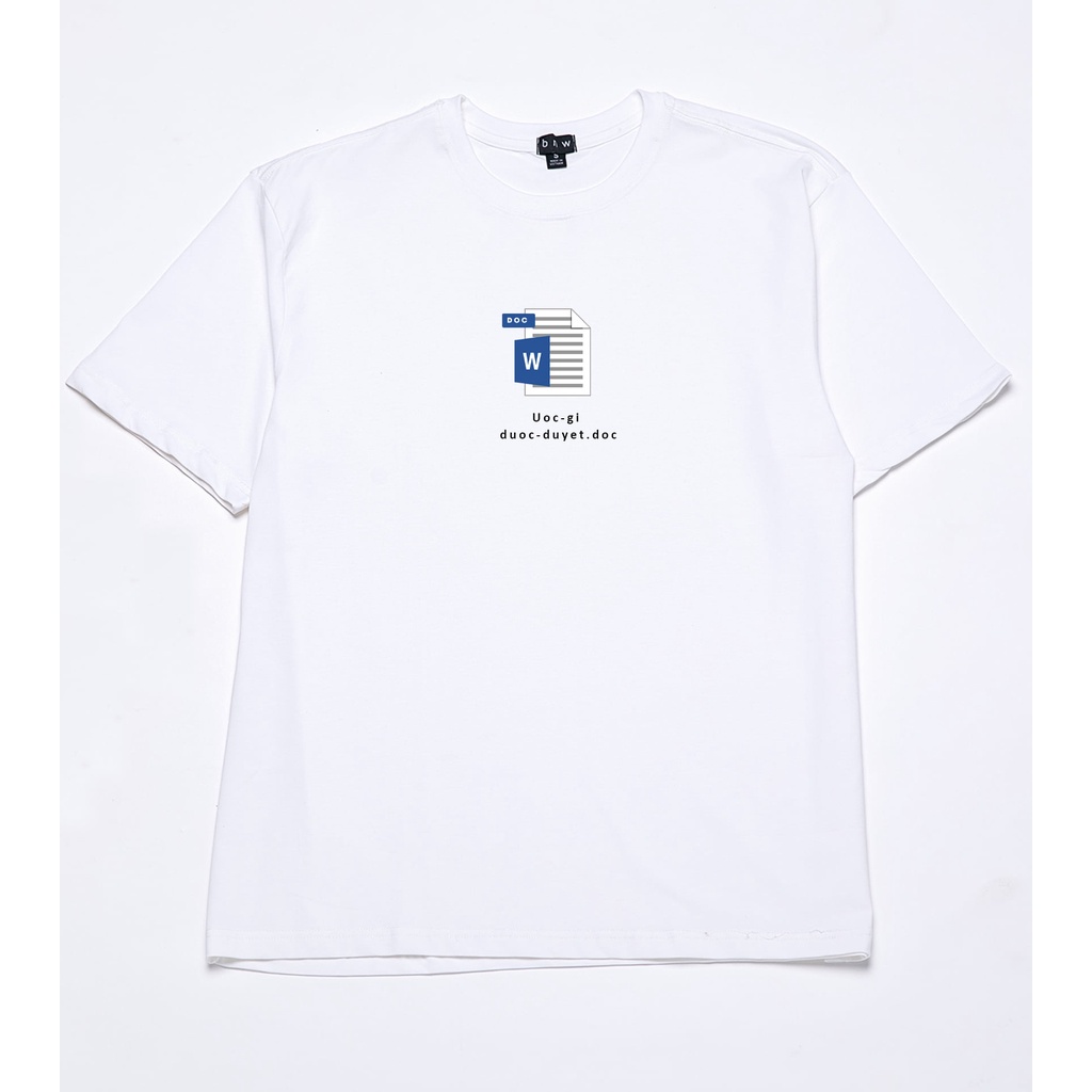 Áo thun cotton BNW dáng Unisex form rộng nam nữ phông trơn đen basic in hình WORD