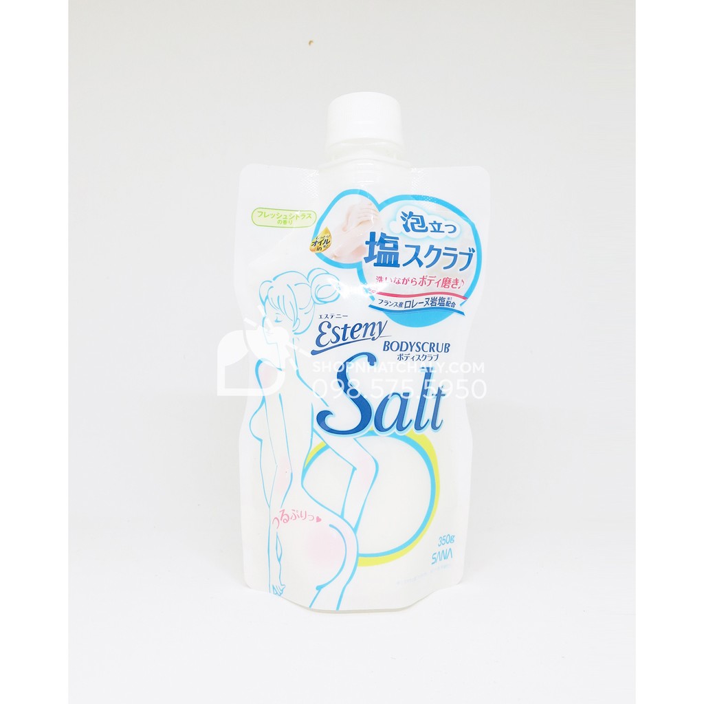 Muối tắm tẩy tế bào chết Sana Esteny Salt Body Scrub giảm viêm ngừa mụn 350g Nhật Bản