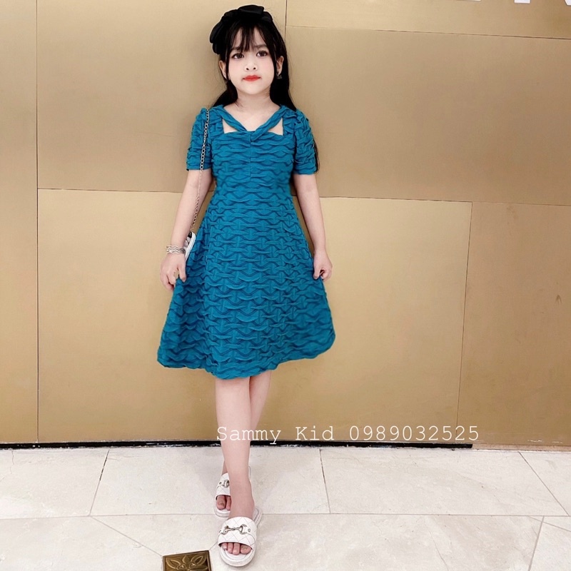 Váy xoè A tiểu thơ nhẹ nhàng sang chảnh cho bé gái size đại 16-41kg
