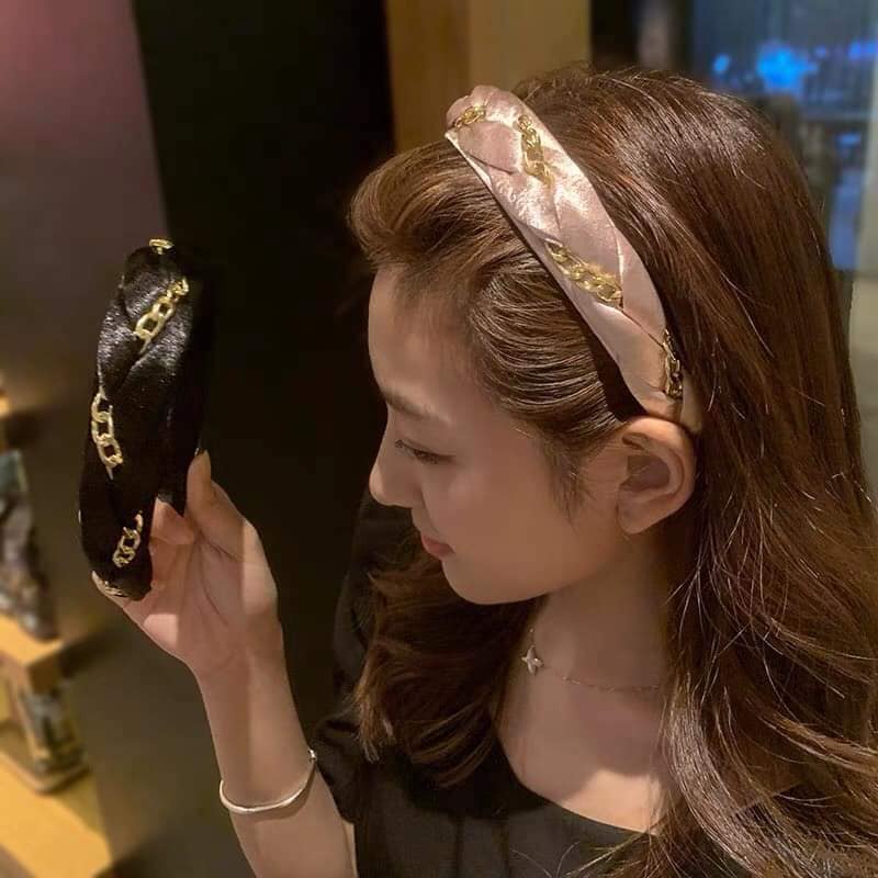 Cài Tóc Bện Lụa Dây Xích