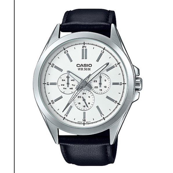 Đồng Hồ Nam Casio MTP-SW300L-7AV Dây Da Đen - Mặt Màu Trắng