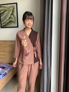 Áo bà ba đồ lam phật tử đi chùa