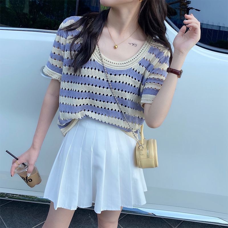 Áo Mongtoghi Ngắn Tay Kẻ Lưới Phong Cách Ulzzang Hàn Quốc