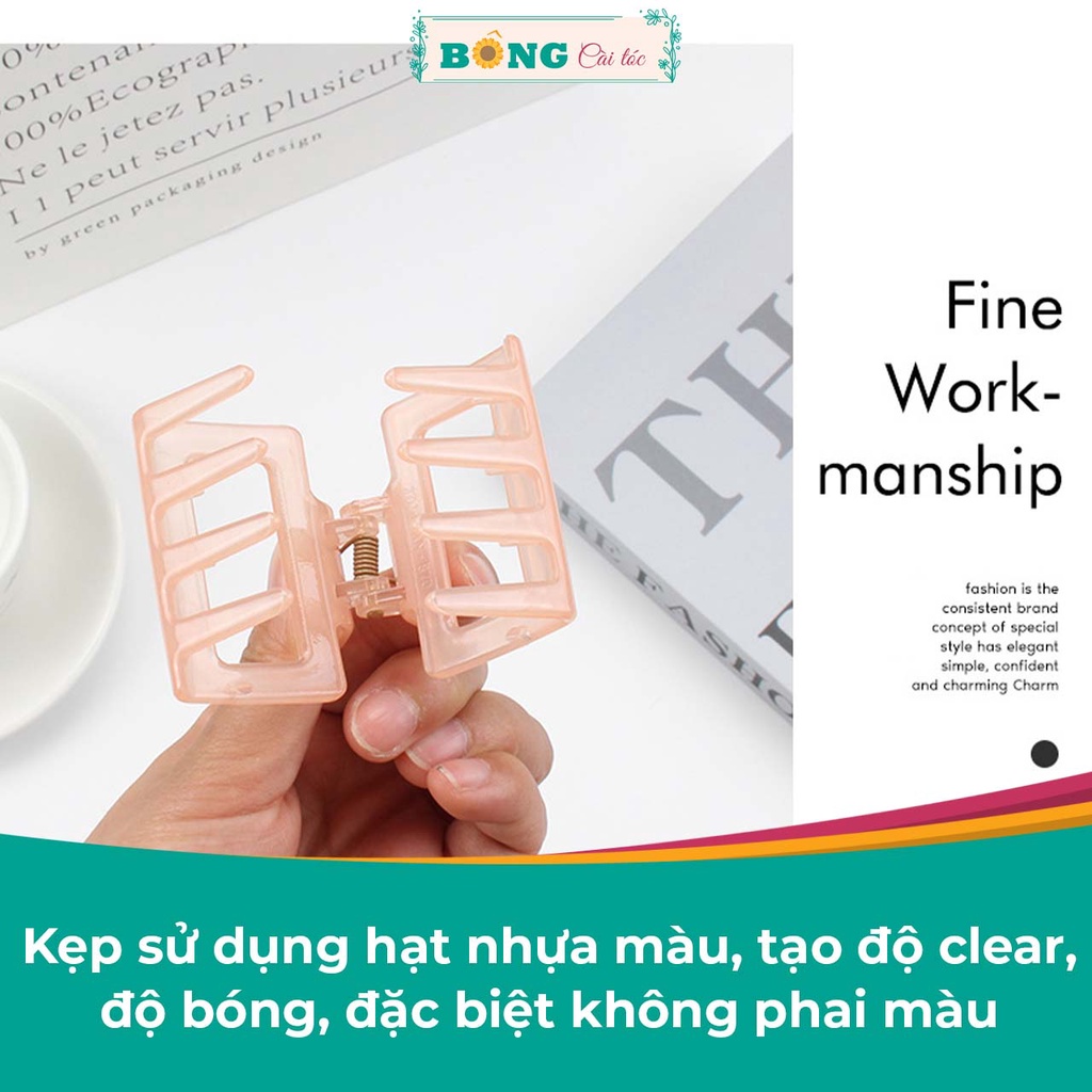 Kẹp càng cua chất liệu nhựa hình chữ nhật kích thước 5cm nhiều màu clear phong cách Hàn Quốc KN80 - kẹp tóc BÔNG Cài Tóc