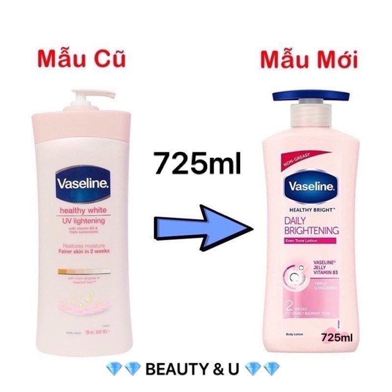 Sữa dưỡng thể Mỹ Vaseline Healthy White UV Lightening 725ml [KEM HỒNG]