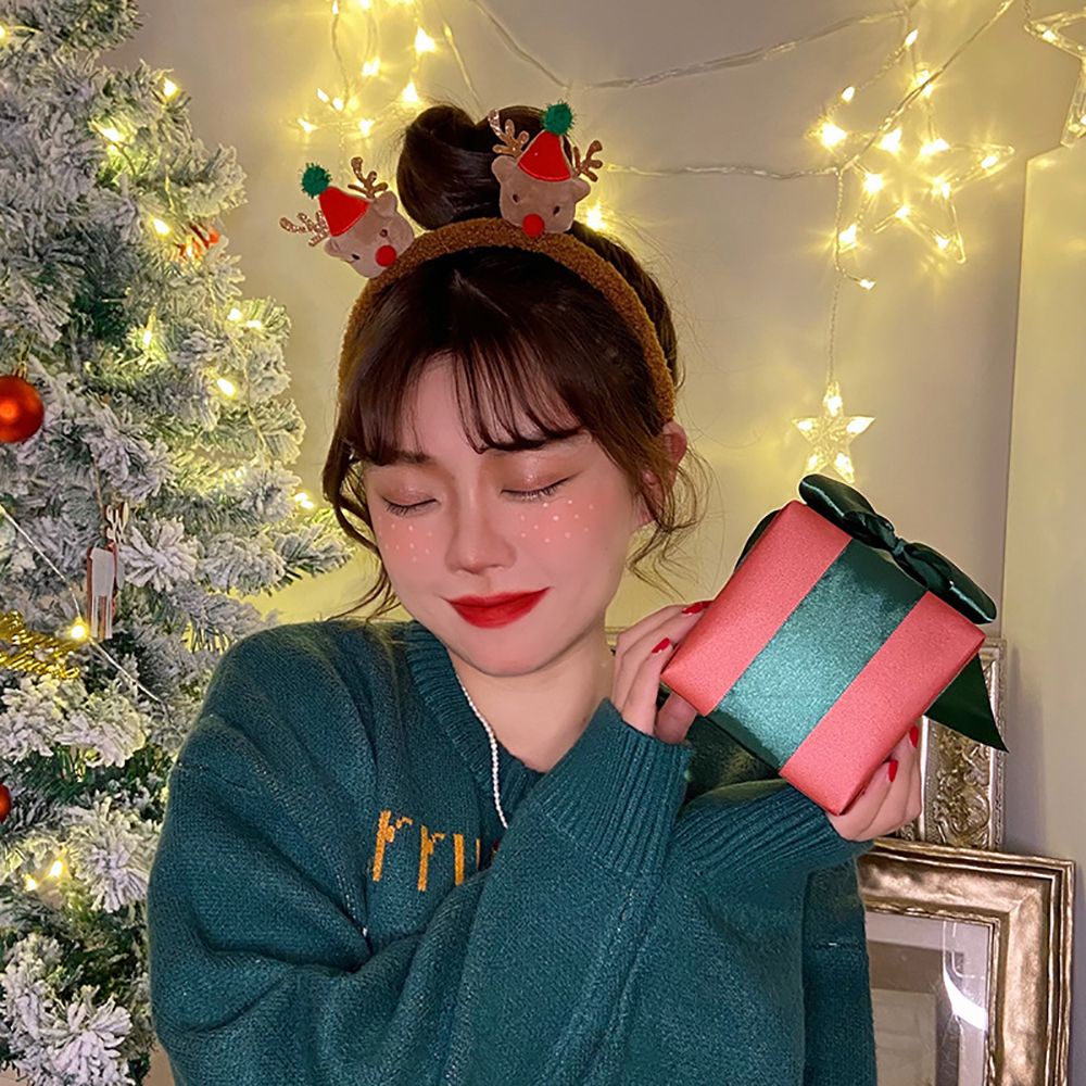 Băng đô vải họa tiết hoạt hình phong cách giáng sinh Hàn Quốc cho nữ 1 màu tùy chọn