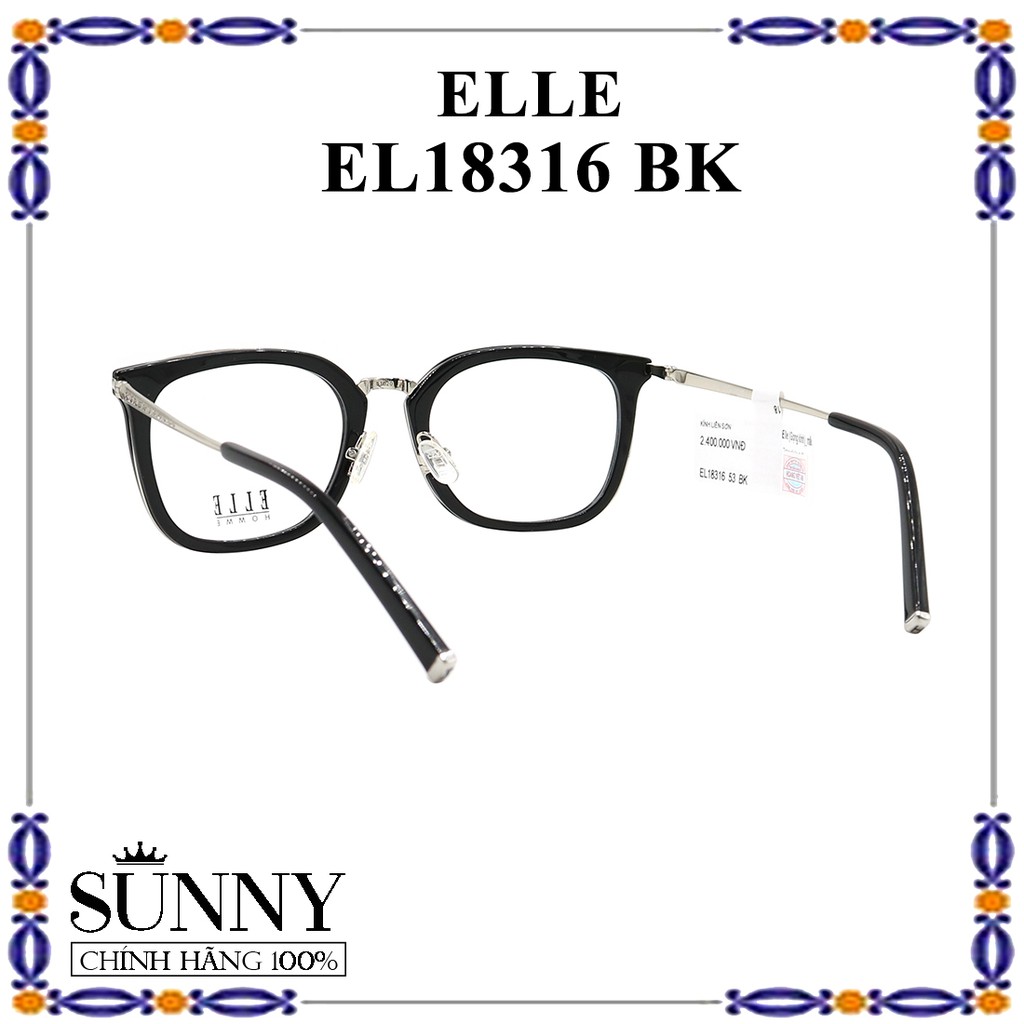 Gọng kính nam nữ thời trang Elle EL18316 BK chính hãng, bảo hành toàn quốc