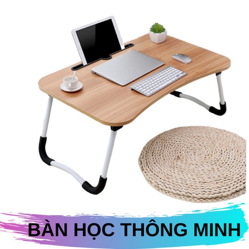 Bàn học bằng gỗ thông minh dễ gấp gọn có khe cắm ipad