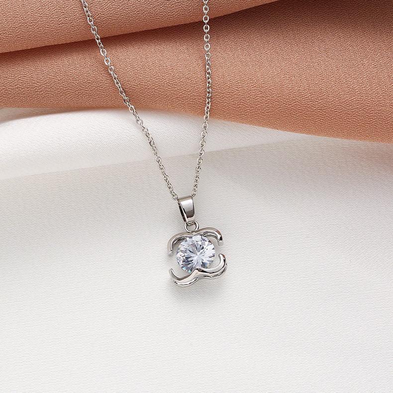 XiaoboACC Vòng cổ Mạ Bạc Nhiều Mặt Tùy Chọn Đính Đá Thời Trang Cho Nữ - 45CM+5CM