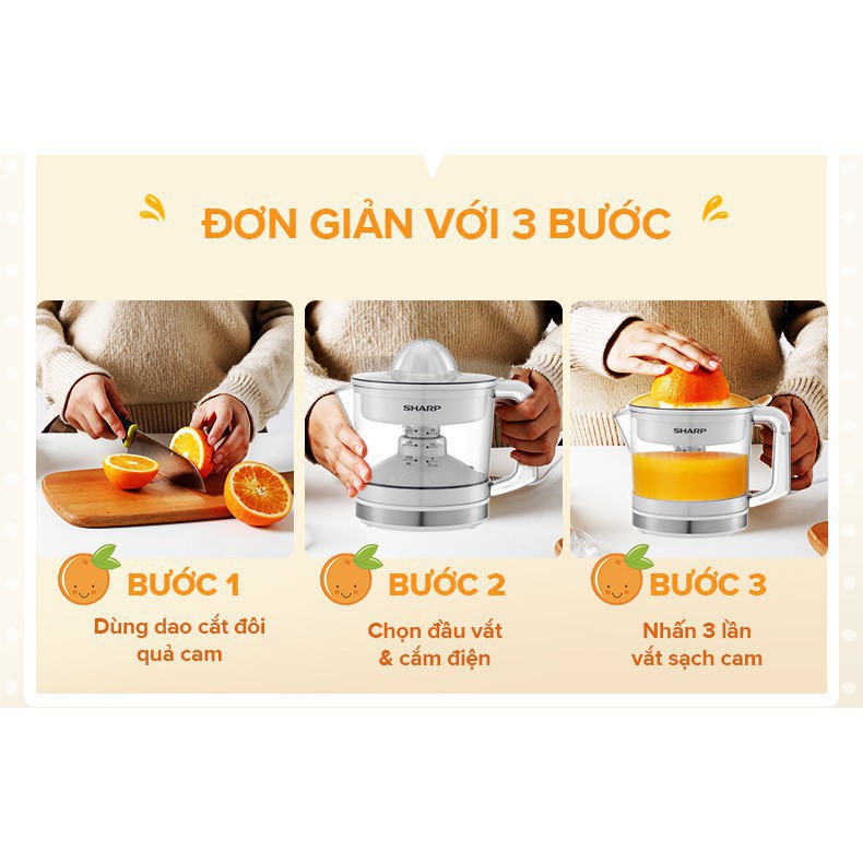 Máy Vắt Cam Sharp EJ-J407-BK Công suất 40W Dung tích 0.75 lít- Bảo hành 12 tháng Chính hãng