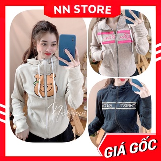 Áo khoác nữ chống nắng Áo khoác kaki nhung gân tăm thêu chữ dễ thương TP41.24 TP116