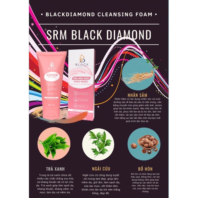 Sữa rửa mặt Black Diamod dịu nhẹ dạng gel sạch da chiết xuất thiên nhiên 50g | BigBuy360 - bigbuy360.vn