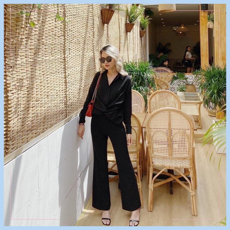 Quần nữ ống loe  dáng dài cạp cao phong cách Ulzzang Hàn xu hướng thời trang cá tính sành điệu loại 1