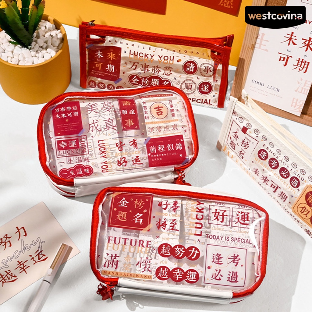 [Hot]✍Túi Đựng Bút PVC Phong Cách Năm Mới Trung Hoa Dễ Thương Cho Học Sinh