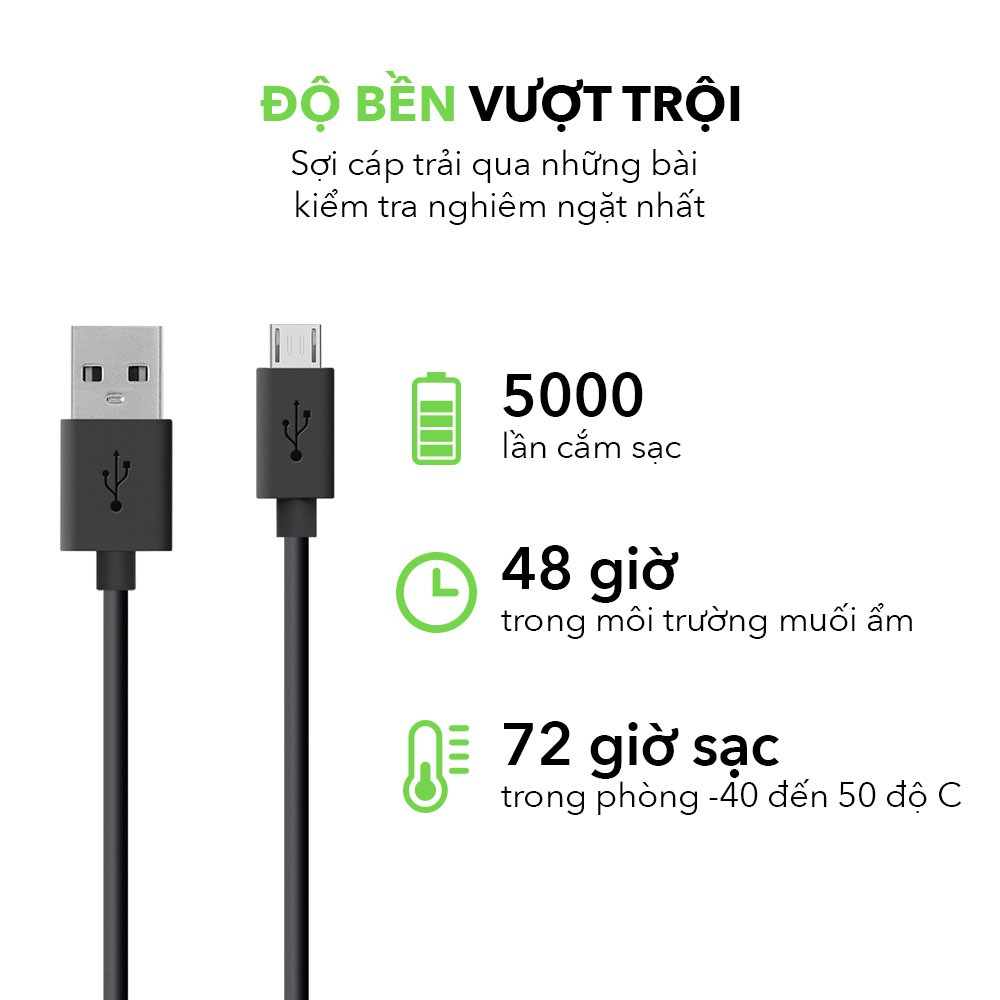 Cáp Micro USB Belkin MIXIT F2CU012BT04 1,2 Mét Sạc Nhanh Thương Hiệu Mỹ