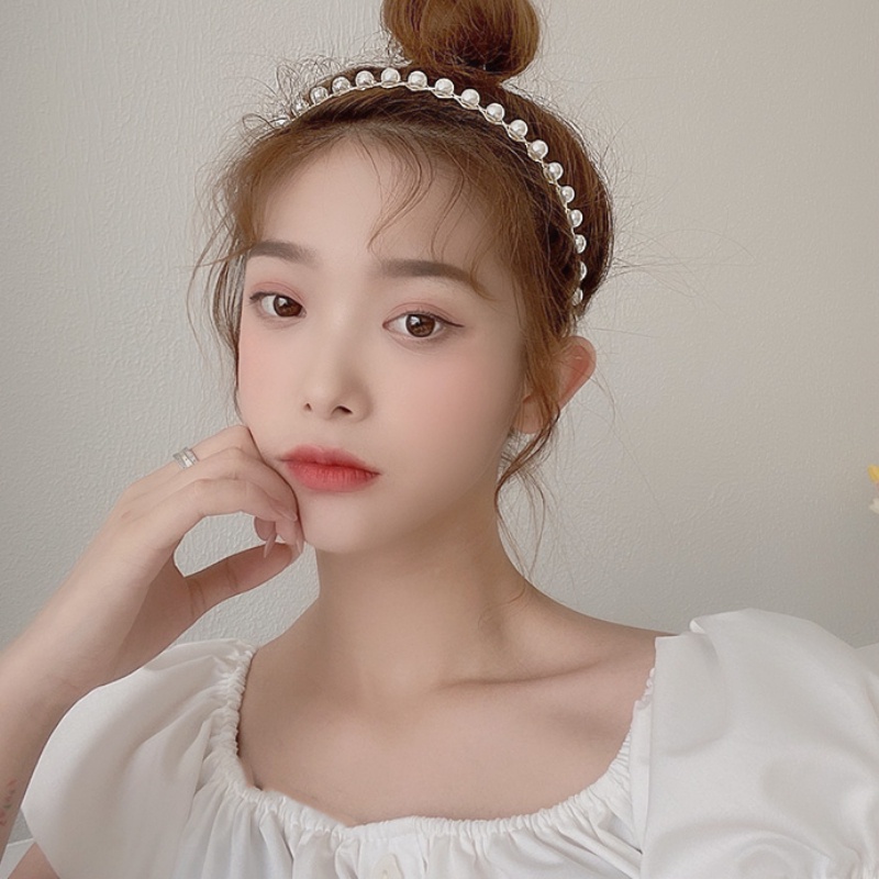 Băng Đô Cài Tóc Đính Ngọc Trai Nhân Tạo Sang Trọng Cho Nữ